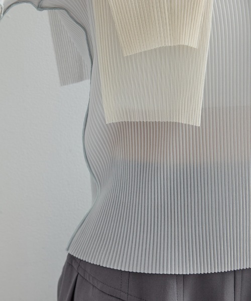 kotohayokozawa（コトハヨコザワ）の「【kotohayokozawa/コトハヨコザワ】《STUDIOUS別注》SHEER SHORT HIGHNECK SLEEVE TOP/シアーショートスリーブトップス/ハイネック（シャツ/ブラウス・レディース・ブラック/グレー/ブルー/ピンク・FREE）」の17枚目の写真