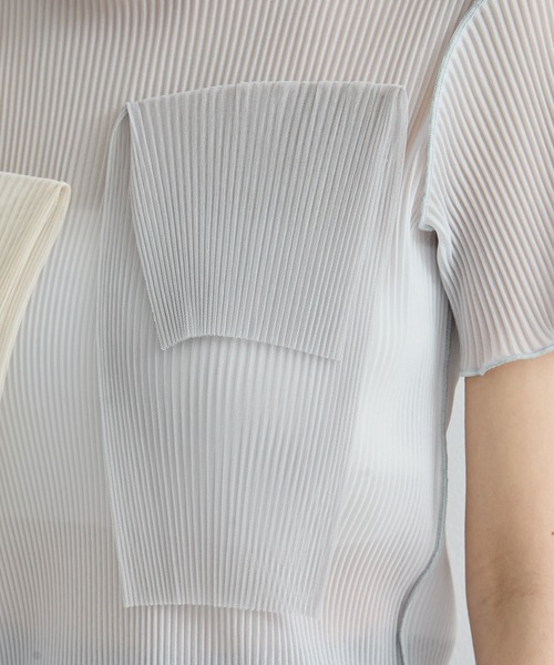 kotohayokozawa（コトハヨコザワ）の「【kotohayokozawa/コトハヨコザワ】《STUDIOUS別注》SHEER SHORT HIGHNECK SLEEVE TOP/シアーショートスリーブトップス/ハイネック（シャツ/ブラウス・レディース・ブラック/グレー/ブルー/ピンク・FREE）」の16枚目の写真