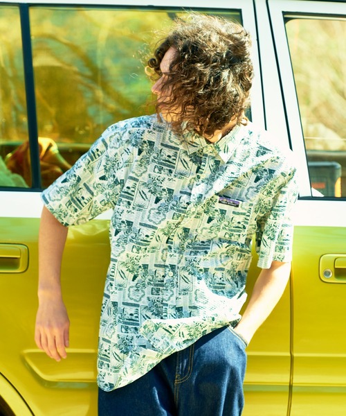 ragged mountain(ラギットマウンテン)の「【RAGGED MOUNTAIN:ラギットマウンテン】【ベタつかないリップル素材】EFFINGHAM/エフィンガム ライトリップル ドライ 総柄シャツ 速乾・軽量 肌離れが良いシボ感 涼しい 半袖シャツ(シャツ/ブラウス・メンズ・ベージュ/ネイビー/グレー/カーキ/ライトグレー/ピンク/チャコールグレー/ブルー・MEDIUM/LARGE/X-LARGE)」の15枚目の写真
