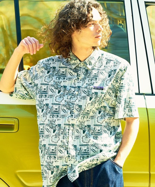 ragged mountain(ラギットマウンテン)の「【RAGGED MOUNTAIN:ラギットマウンテン】【ベタつかないリップル素材】EFFINGHAM/エフィンガム ライトリップル ドライ 総柄シャツ 速乾・軽量 肌離れが良いシボ感 涼しい 半袖シャツ(シャツ/ブラウス・メンズ・ベージュ/ネイビー/グレー/カーキ/ライトグレー/ピンク/チャコールグレー/ブルー・MEDIUM/LARGE/X-LARGE)」の14枚目の写真