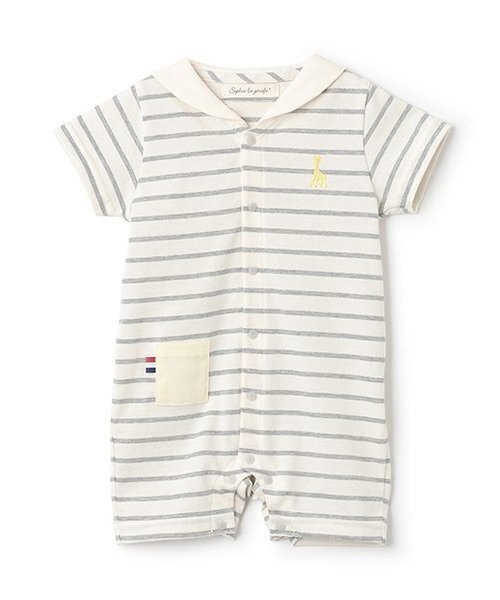 Sophie la girafe（ソフィーラジラフ）の「ボーダーセーラーショートオール（ロンパース・キッズ・ネイビー/グレー・80ｃｍ/70cm）」の2枚目の写真