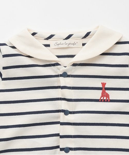 Sophie la girafe（ソフィーラジラフ）の「ボーダーセーラーショートオール（ロンパース・キッズ・ネイビー/グレー・80ｃｍ/70cm）」の4枚目の写真