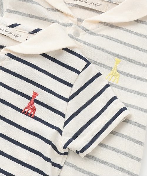 Sophie la girafe（ソフィーラジラフ）の「ボーダーセーラーショートオール（ロンパース・キッズ・ネイビー/グレー・80ｃｍ/70cm）」の10枚目の写真