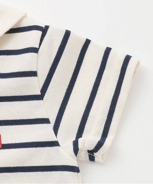 Sophie la girafe（ソフィーラジラフ）の「ボーダーセーラーショートオール（ロンパース・キッズ・ネイビー/グレー・80ｃｍ/70cm）」の9枚目の写真