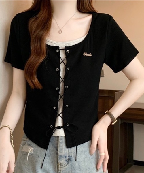 レースアップ ルーズ Tシャツ 半袖 ゆったり 夏 トップス cr9715 楽天市場】袖レース レース ブラウス トップス レディース 半袖