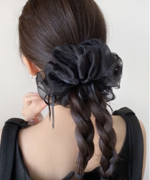 Port（ポート）の「【 Port / ポート 】 オーガンジー リボン付き ビッグ シュシュ #（シュシュ・レディース・ベージュ/ホワイト/ブラック・FREE）」の13枚目の写真