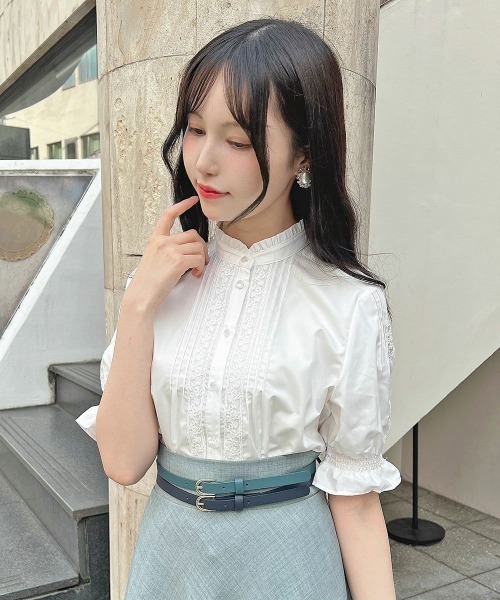 F i.n.t（フィント）の「レースピンタック使い半袖ブラウス/ fint　フィント　夏服（シャツ/ブラウス・レディース・ライトベージュ/オフホワイト・FREE）」の5枚目の写真