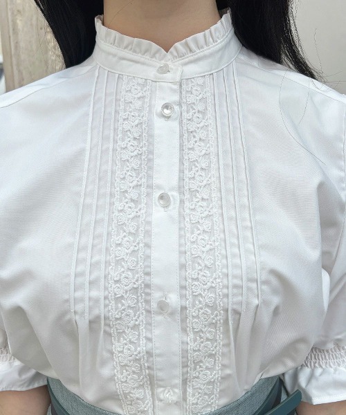 F i.n.t（フィント）の「レースピンタック使い半袖ブラウス/ fint　フィント　夏服（シャツ/ブラウス・レディース・ライトベージュ/オフホワイト・FREE）」の10枚目の写真