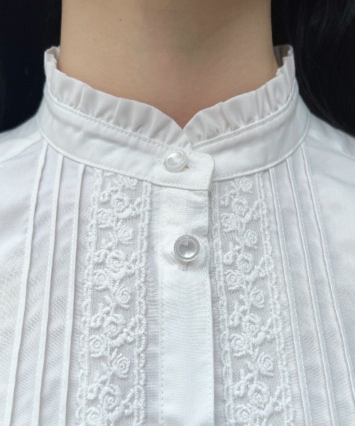 F i.n.t（フィント）の「レースピンタック使い半袖ブラウス/ fint　フィント　夏服（シャツ/ブラウス・レディース・ライトベージュ/オフホワイト・FREE）」の11枚目の写真