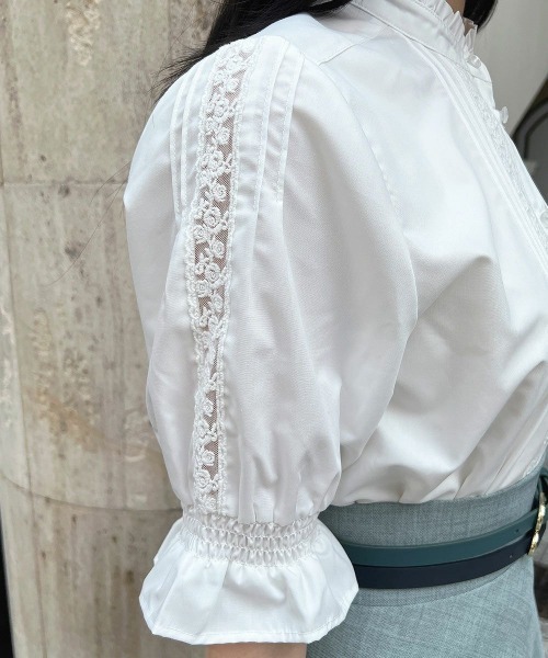 F i.n.t（フィント）の「レースピンタック使い半袖ブラウス/ fint　フィント　夏服（シャツ/ブラウス・レディース・ライトベージュ/オフホワイト・FREE）」の12枚目の写真