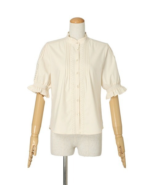 セール】レースピンタック使い半袖ブラウス/ fint フィント 夏服