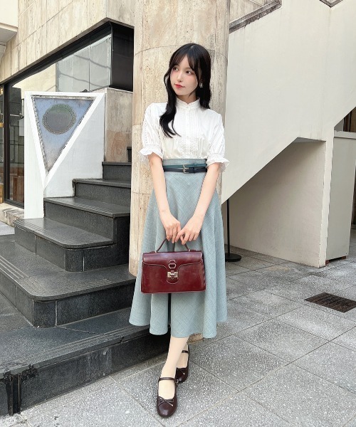 【洗える】レースピンタック使い半袖ブラウス セール】レースピンタック使い半袖ブラウス/ fint フィント 夏服