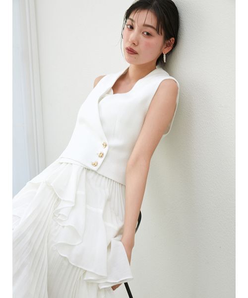 snidel アシメントリーティアードキャミワンピース　WHT アシメントリーティアードキャミワンピース(マキシ・ロング