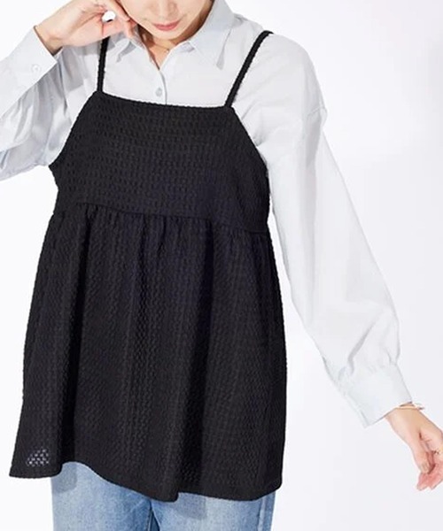 BELLUNA PLUS(ベルーナ)の「ジャカード素材ペプラムビスチェ(キャミソール・レディース・ブラック/ブラウン・X-LARGE/LARGE/MEDIUM)」の2枚目の写真