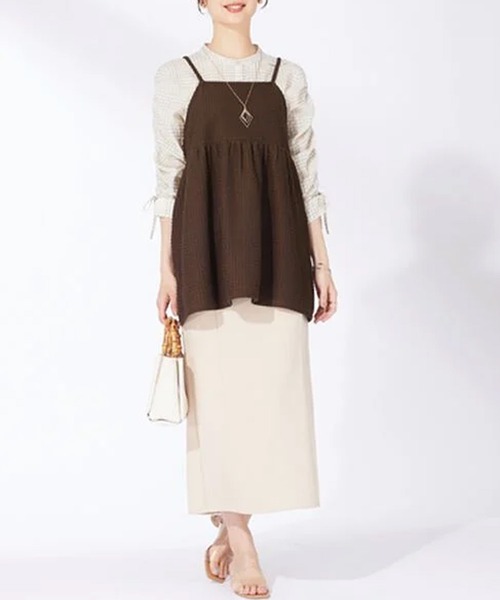 BELLUNA PLUS(ベルーナ)の「ジャカード素材ペプラムビスチェ(キャミソール・レディース・ブラック/ブラウン・X-LARGE/LARGE/MEDIUM)」の14枚目の写真