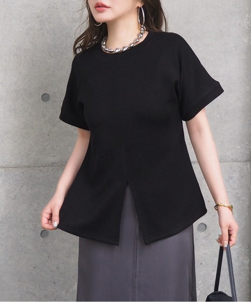 LAULEN(ローレン)の「center slit tee /クルーネックセンタースリット半袖 Tシャツ(Tシャツ/カットソー・レディース・ベージュ/ブラック/アイボリー・FREE)」の11枚目の写真