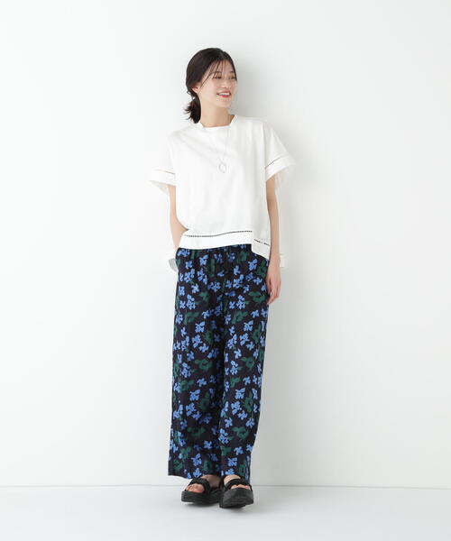 セール】◇インドドビーリーフプリントイージーセミワイドパンツ