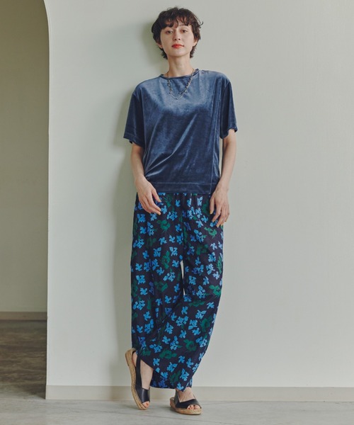 セール】◇インドドビーリーフプリントイージーセミワイドパンツ