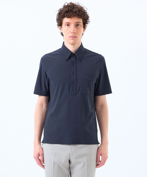 MACKINTOSH PHILOSOPHY（ﾏｯｷﾝﾄｯｼｭ ﾌｨﾛｿﾌｨｰ）の「【TROTTER with FREEZE TECH】トロッター ボタンダウンポロシャツ　氷撃プリントトリコット（ポロシャツ・メンズ・ホワイト/ダークネイビー・40/38）」の3枚目の写真