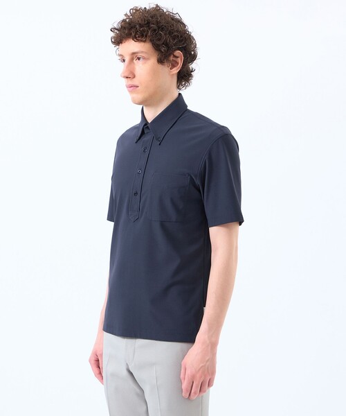 MACKINTOSH PHILOSOPHY（ﾏｯｷﾝﾄｯｼｭ ﾌｨﾛｿﾌｨｰ）の「【TROTTER with FREEZE TECH】トロッター ボタンダウンポロシャツ　氷撃プリントトリコット（ポロシャツ・メンズ・ホワイト/ダークネイビー・40/38）」の4枚目の写真