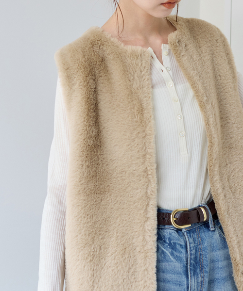 JOURNAL STANDARD(ジャーナルスタンダード)の「《追加》ダブルフェイスフェザークルーネックベスト(ベスト・レディース・ブラウン/ベージュ/ブラック・FREE)」の19枚目の写真