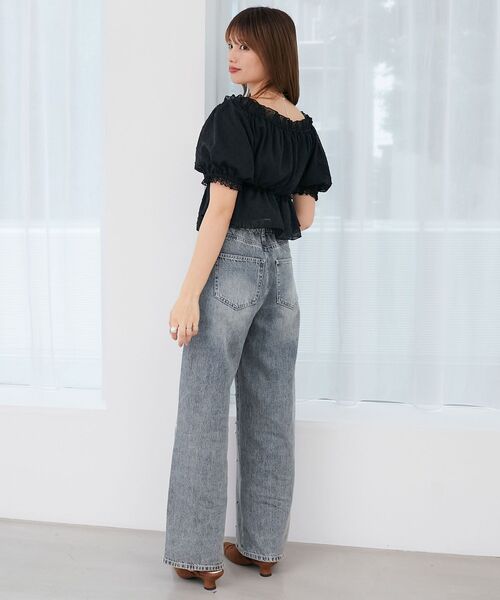 MAJESTIC LEGON（マジェスティックレゴン）の「フロントリボンオフショルブラウス（シャツ/ブラウス・レディース・ブルー系その他5/オフホワイト/ピンク系その他2/ベージュ系その他2/ブラック・MEDIUM）」の8枚目の写真