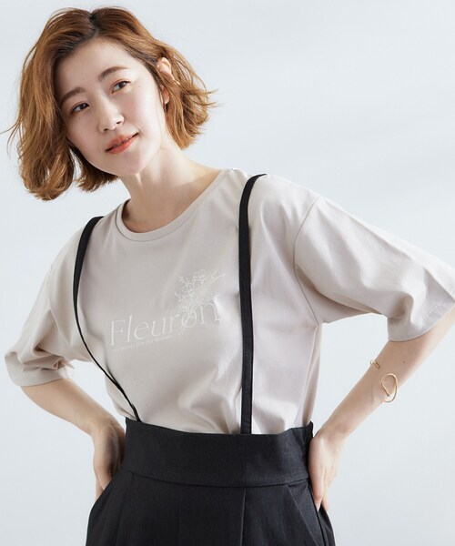 grove（グローブ）の「【UVカット/二の腕カバー】ハーフスリーブロゴTシャツ（Tシャツ/カットソー・レディース・オフホワイト/ライトベージュ/グレー系その他/ホワイト系3・02/03/04/01/05）」の7枚目の写真
