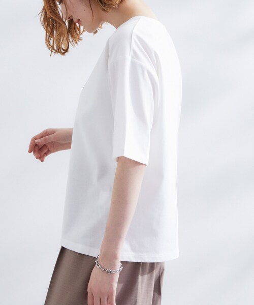 grove（グローブ）の「【UVカット/二の腕カバー】ハーフスリーブロゴTシャツ（Tシャツ/カットソー・レディース・オフホワイト/ライトベージュ/グレー系その他/ホワイト系3・02/03/04/01/05）」の20枚目の写真