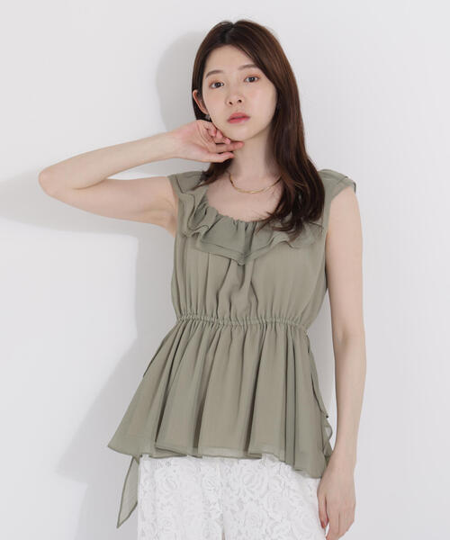 PROPORTION BODY DRESSING（プロポーションボディドレッシング）の「＜ウォッシャブル＞フリルギャザーブラウス / 1215210708（シャツ/ブラウス・レディース・ブラウン/カーキ/ブラック・FREE）」の3枚目の写真