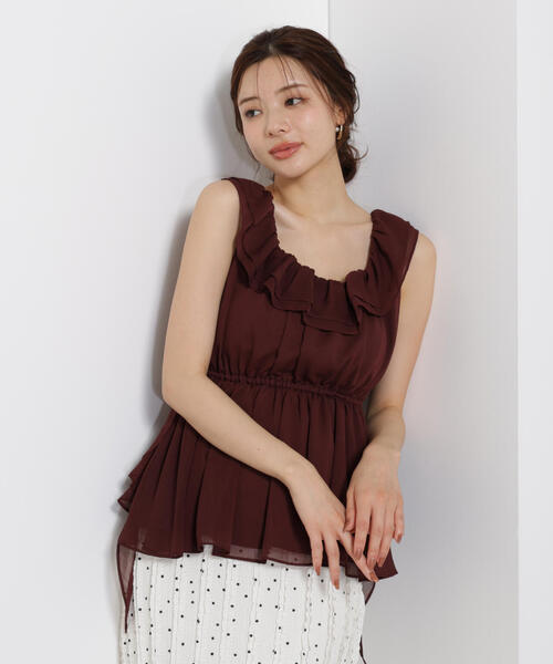 PROPORTION BODY DRESSING（プロポーションボディドレッシング）の「＜ウォッシャブル＞フリルギャザーブラウス / 1215210708（シャツ/ブラウス・レディース・ブラウン/カーキ/ブラック・FREE）」の4枚目の写真