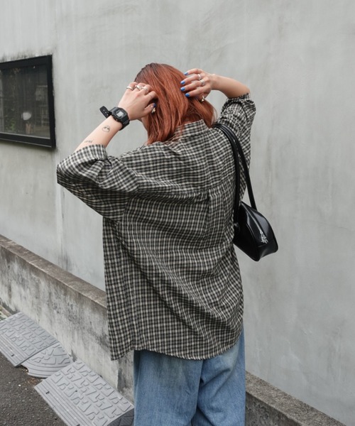 TEEN BOOP（ティーンブープ）の「VintageハーフスリーブチェックSH（シャツ/ブラウス・レディース・ブラック/ブルー・FREE）」の5枚目の写真