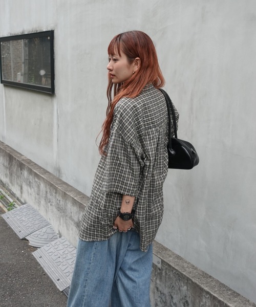 TEEN BOOP（ティーンブープ）の「VintageハーフスリーブチェックSH（シャツ/ブラウス・レディース・ブラック/ブルー・FREE）」の7枚目の写真