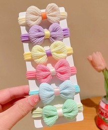 MAISON SELECT（メゾンセレクト）の「6C32 ミニヘアゴムセット フラワー リボン 6カラー ヘアアクセSET キッズ（ヘアゴム）」