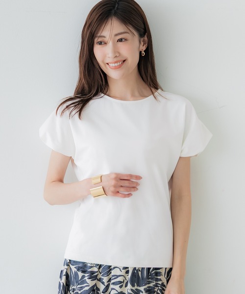 coca(coca)(コカ)の「シルキータッチバルーンスリーブトップス(Tシャツ/カットソー・レディース・ホワイト/ブラック・S/M/L)」の1枚目の写真