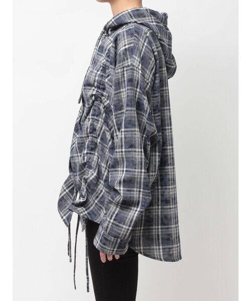 GYDA(ジェイダ)の「GG drawstringフードチェックシャツ(シャツ/ブラウス・レディース・ブラック/ネイビー/ベージュ・FREE)」の18枚目の写真