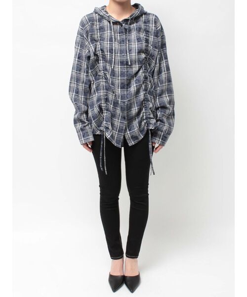 セール】GG drawstringフードチェックシャツ（シャツ/ブラウス）｜GYDA