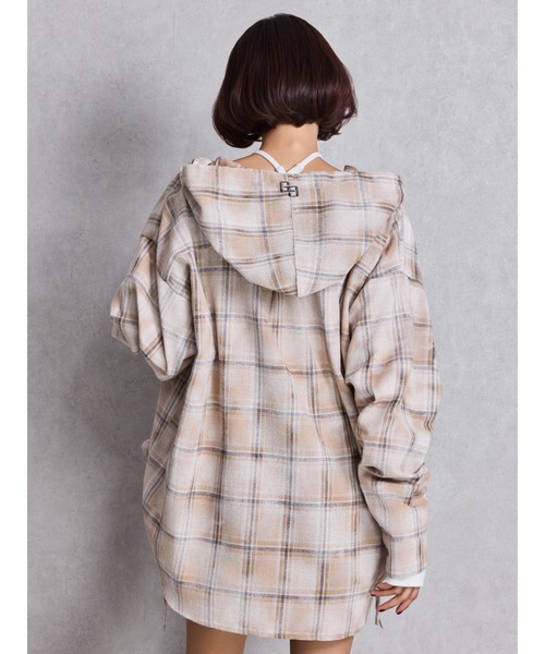 セール】GG drawstringフードチェックシャツ（シャツ/ブラウス）｜GYDA
