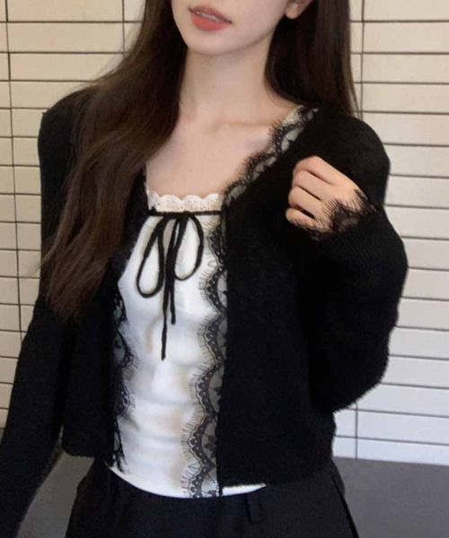 shoppinggo(ショッピングゴー)の「サマーカーディガン 透かし編み Vネック 前開き(カーディガン/ボレロ・レディース・イエロー/ブラック/ブルー/パープル/ベージュ/ピンク/ホワイト・FREE)」の11枚目の写真