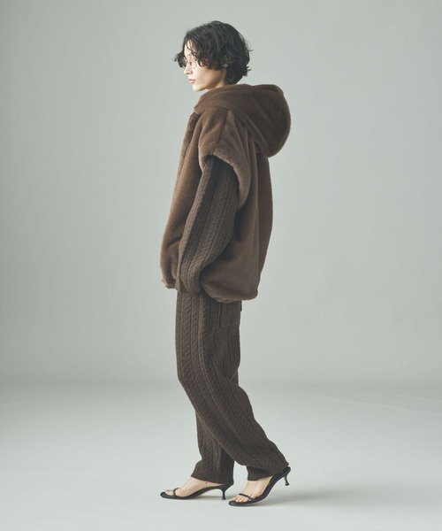 Curensology（カレンソロジー）の「Curensology(カレンソロジー)/ファーフーディーベスト（ベスト・レディース・ブラック/ブラウン/ナチュラル・FREE）」の6枚目の写真