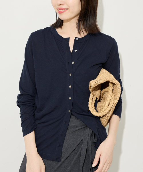 シアー天竺 クルーネックカーディガン（Tシャツ/カットソー）｜SLOBE