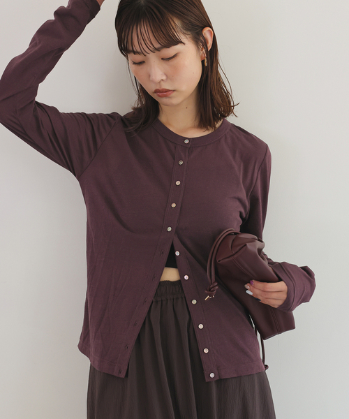 シアー天竺 クルーネックカーディガン（Tシャツ/カットソー）｜SLOBE