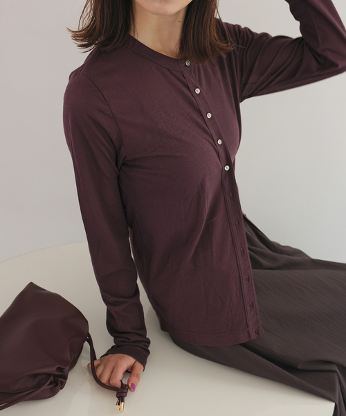 シアー天竺 クルーネックカーディガン（Tシャツ/カットソー）｜SLOBE