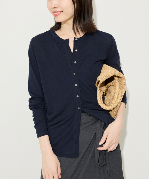 シアー天竺 クルーネックカーディガン（Tシャツ/カットソー