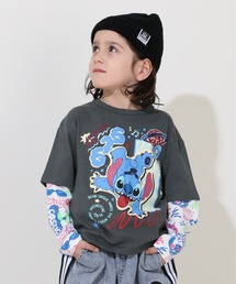 Disney（ディズニー）の「ディズニー スティッチ レイヤードロンT 0738K（Tシャツ/カットソー・キッズ）」