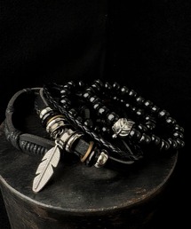 CALIFORNIA OUTFITTERS（カリフォルニア アウトフィッターズ）の「7B14 【4本set】アーバンフェザー ブラックブレス ビーズ 4本セット（ブレスレット・メンズ）」