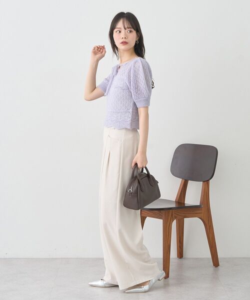 earth music&ecology（アースミュージックアンドエコロジー）の「キャットヤーン透かし編みニットプルオーバー（ニット/セーター・レディース・ベージュ/ブルー系その他7/アイボリー・FREE）」の16枚目の写真