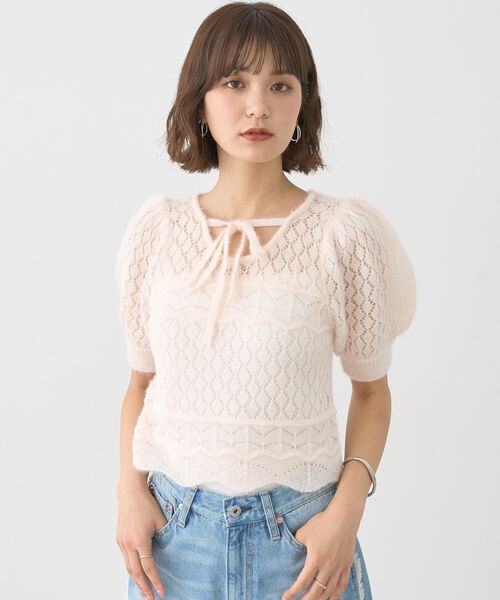 earth music&ecology（アースミュージックアンドエコロジー）の「キャットヤーン透かし編みニットプルオーバー（ニット/セーター・レディース・ベージュ/ブルー系その他7/アイボリー・FREE）」の18枚目の写真