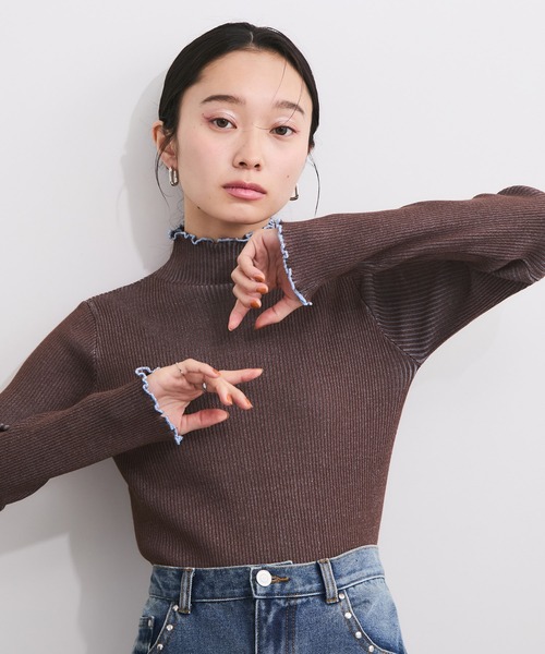 LE CERCLE par rope'（ルセルクルパーロペ）の「メランジタートルニットプルオーバー（ニット/セーター・レディース・レッド系/ブラウン系/ホワイト系/パープル系/グリーン系/ベージュ系/ブラック系・FREE）」の3枚目の写真