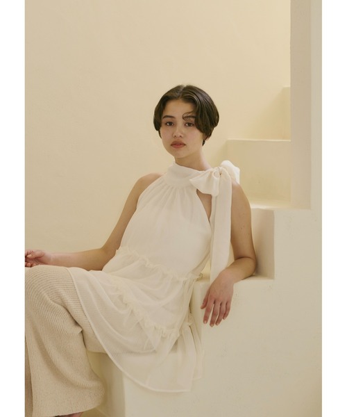 NOTREemor(ノートルエモア)の「sheer check flare top(Tシャツ/カットソー・レディース・グレー系その他/アイボリー・FREE)」の14枚目の写真