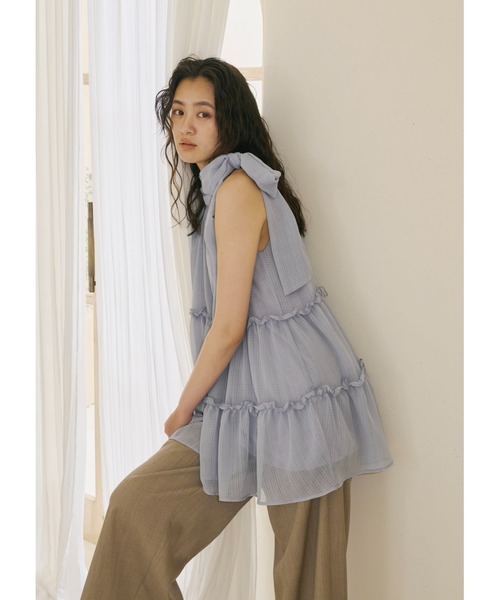 セール】sheer check flare top（Tシャツ/カットソー）｜NOTREemor